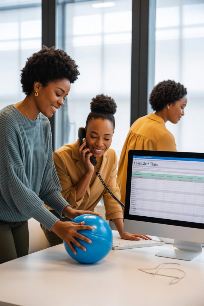 Black Doula's in Office Assisting Clientele