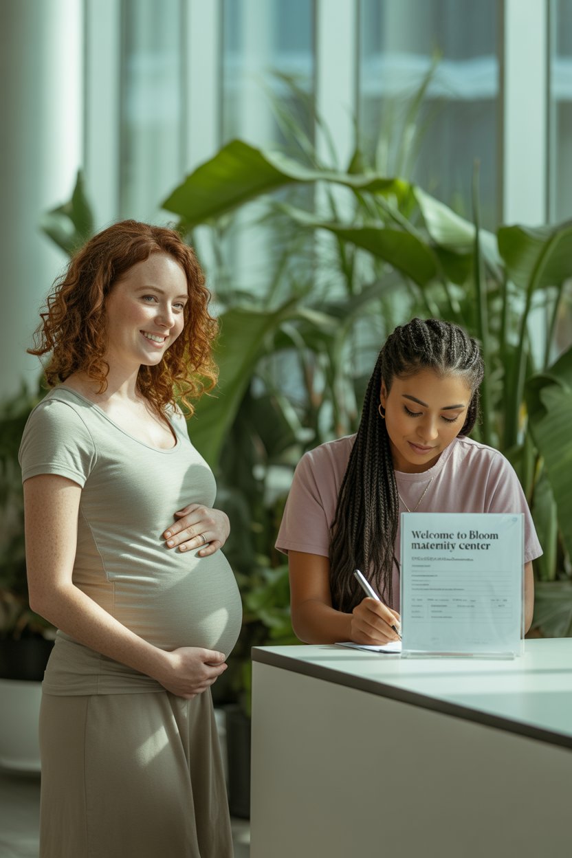Two expecting mothers filling out doula forms.